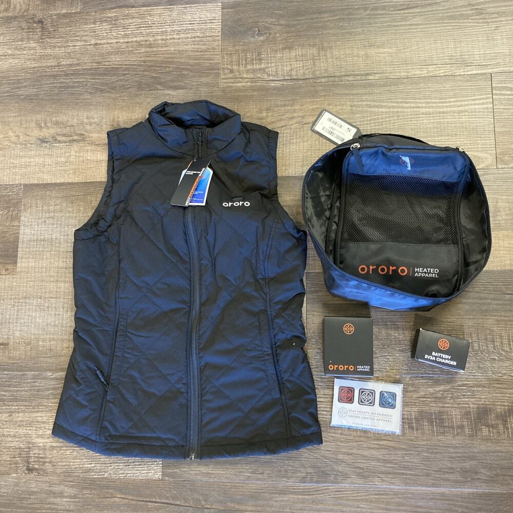 Ororo Women's Heated Quilted Vest With Mini 5k Battery -Size Small Black